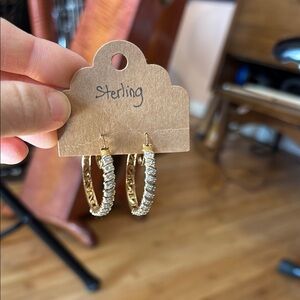 Gold Tone over Sterling Silver Hoop Earrings